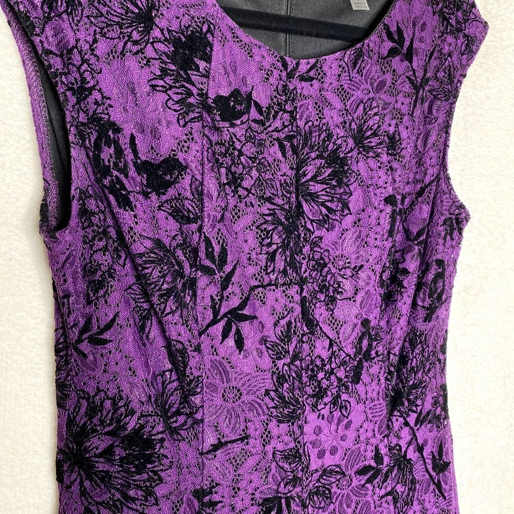 Danny & Nicole Floral Lace Velvet Fit & Flare Dress Purple Black Halloween 8 - Picture 4 of 15